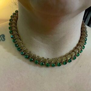 Emerald stone accents on Gold chain design necklace